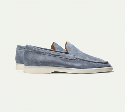 Men’s Slip-On Loafers – Genuine Leather – Suede Texture – Moc Toe – Classic Fit