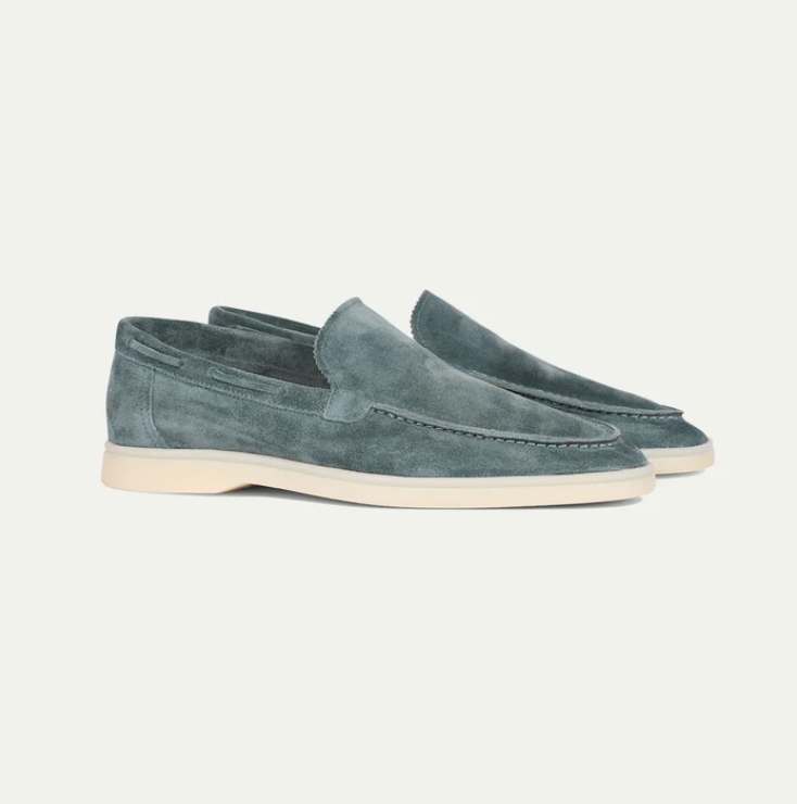 Men’s Slip-On Loafers – Genuine Leather – Suede Texture – Moc Toe – Classic Fit
