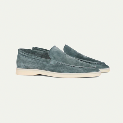 Men’s Slip-On Loafers – Genuine Leather – Suede Texture – Moc Toe – Classic Fit