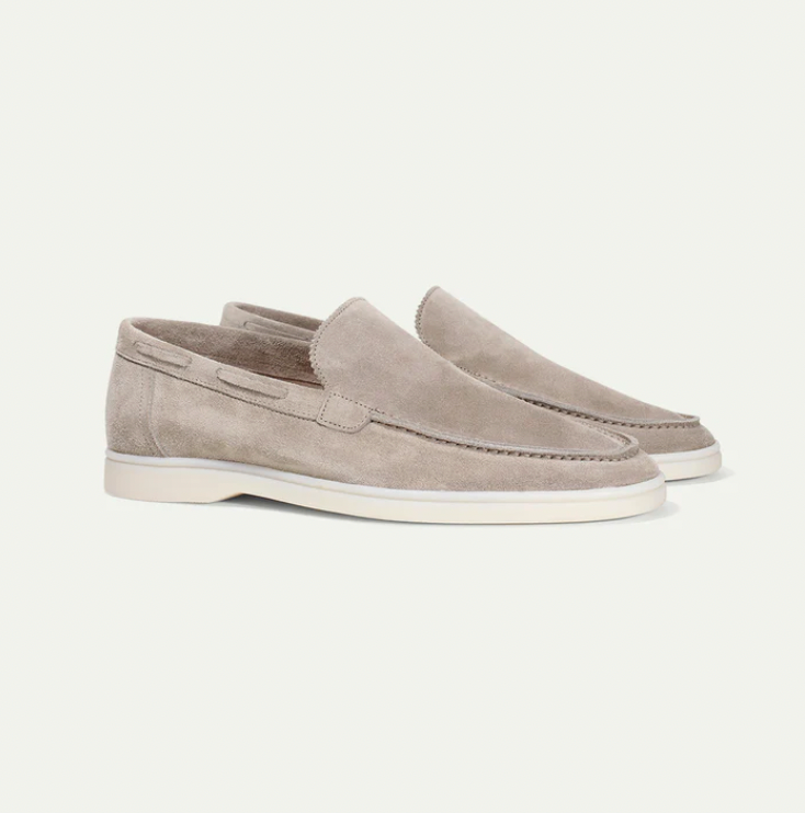 Men’s Slip-On Loafers – Genuine Leather – Suede Texture – Moc Toe – Classic Fit