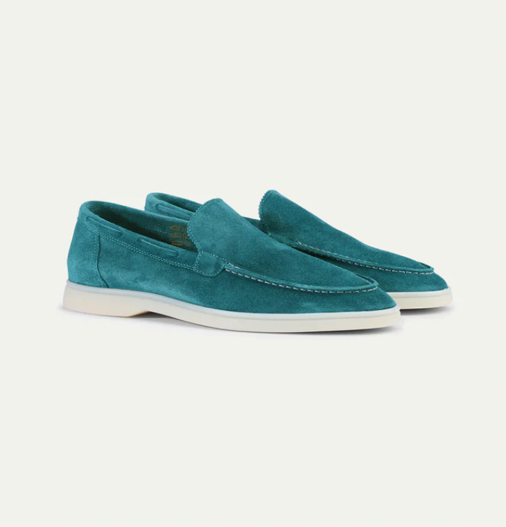 Men’s Slip-On Loafers – Genuine Leather – Suede Texture – Moc Toe – Classic Fit