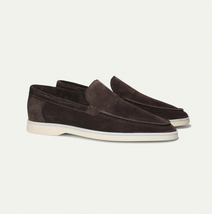 Men’s Slip-On Loafers – Genuine Leather – Suede Texture – Moc Toe – Classic Fit