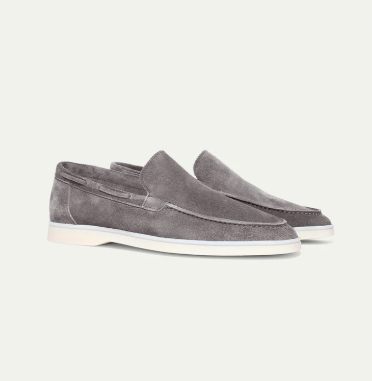 Men’s Slip-On Loafers – Genuine Leather – Suede Texture – Moc Toe – Classic Fit