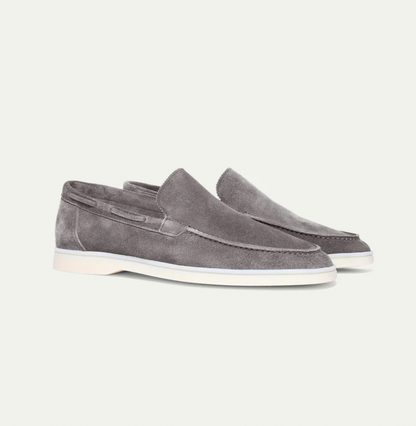 Men’s Slip-On Loafers – Genuine Leather – Suede Texture – Moc Toe – Classic Fit