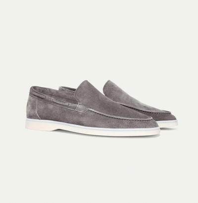 Men’s Slip-On Loafers – Genuine Leather – Suede Texture – Moc Toe – Classic Fit