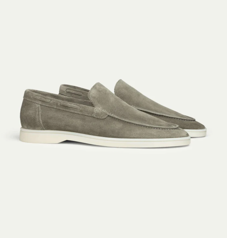 Men’s Slip-On Loafers – Genuine Leather – Suede Texture – Moc Toe – Classic Fit