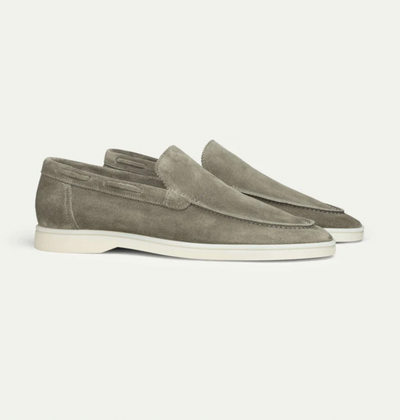 Men’s Slip-On Loafers – Genuine Leather – Suede Texture – Moc Toe – Classic Fit