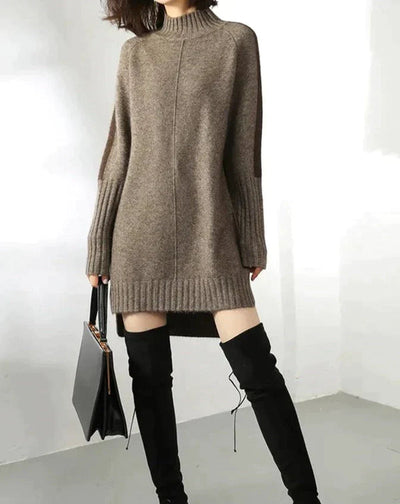 Women's Sweater Dress - Oversized Fit - Turtleneck - Soft Knit Long Sleeve