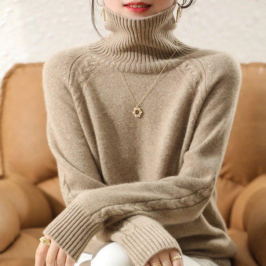 Women's long arm roll neck sweater