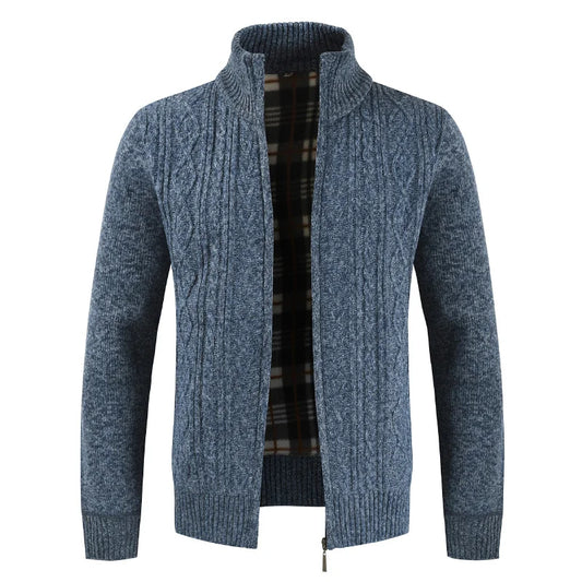 Men's cable knit cardigan with zipper