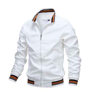 Men’s Jacket – Slim Fit – Breathable Blend – Stand Collar – Ribbed Trim – Zip Front