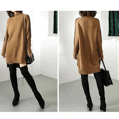 Women's Sweater Dress - Oversized Fit - Turtleneck - Soft Knit Long Sleeve