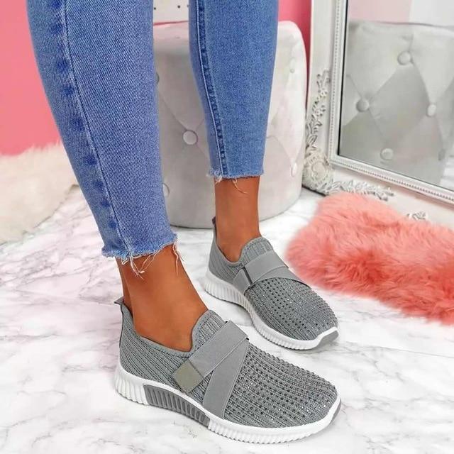 Women's Slip-On Sneakers with Velcro – Comfortable Walking Shoes