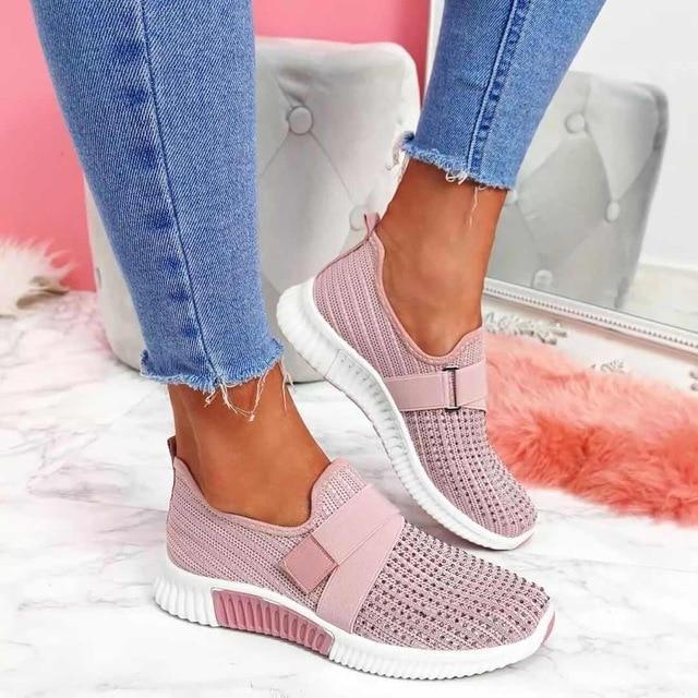 Women's Slip-On Sneakers with Velcro – Comfortable Walking Shoes