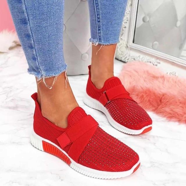 Women's Slip-On Sneakers with Velcro – Comfortable Walking Shoes