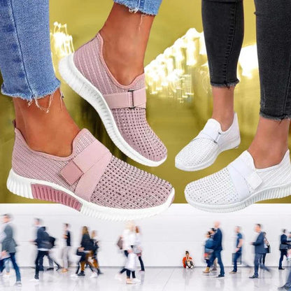 Women's Slip-On Sneakers with Velcro – Comfortable Walking Shoes