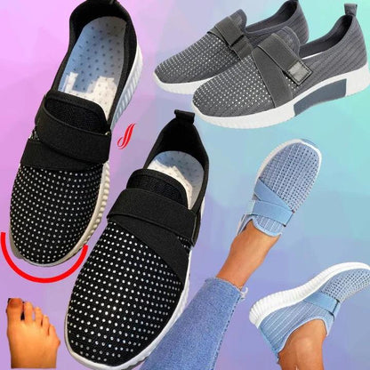 Women's Slip-On Sneakers with Velcro – Comfortable Walking Shoes