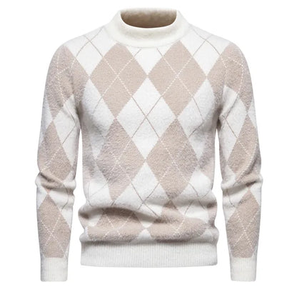 Men's round neck warm knitted sweater