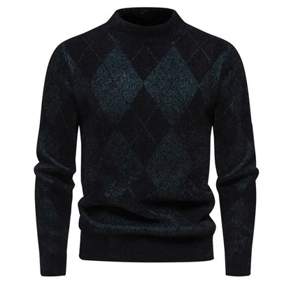 Men's round neck warm knitted sweater