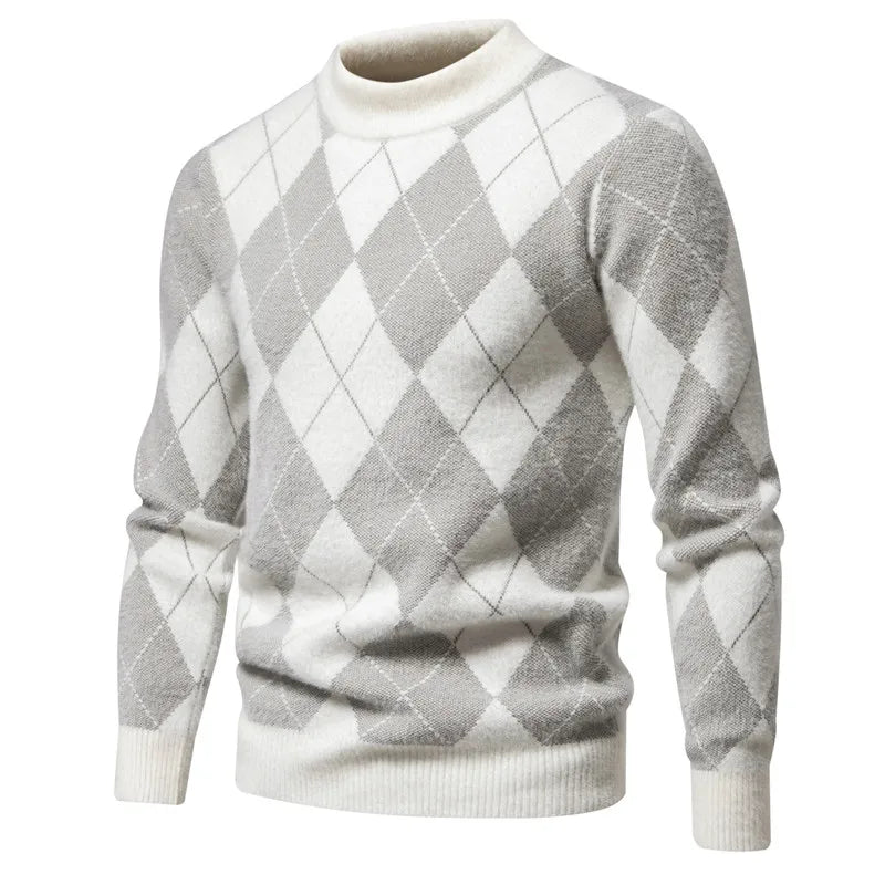 Men's round neck warm knitted sweater