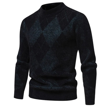 Men's round neck warm knitted sweater