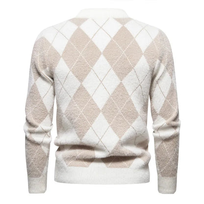 Men's round neck warm knitted sweater