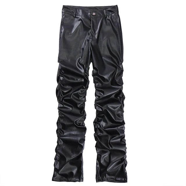Men’s Leather Trousers - Relaxed Fit - Full Length - Sleek Durable Design