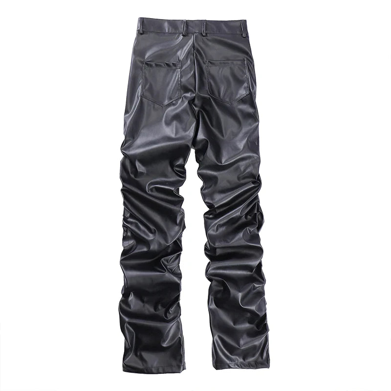 Men’s Leather Trousers - Relaxed Fit - Full Length - Sleek Durable Design