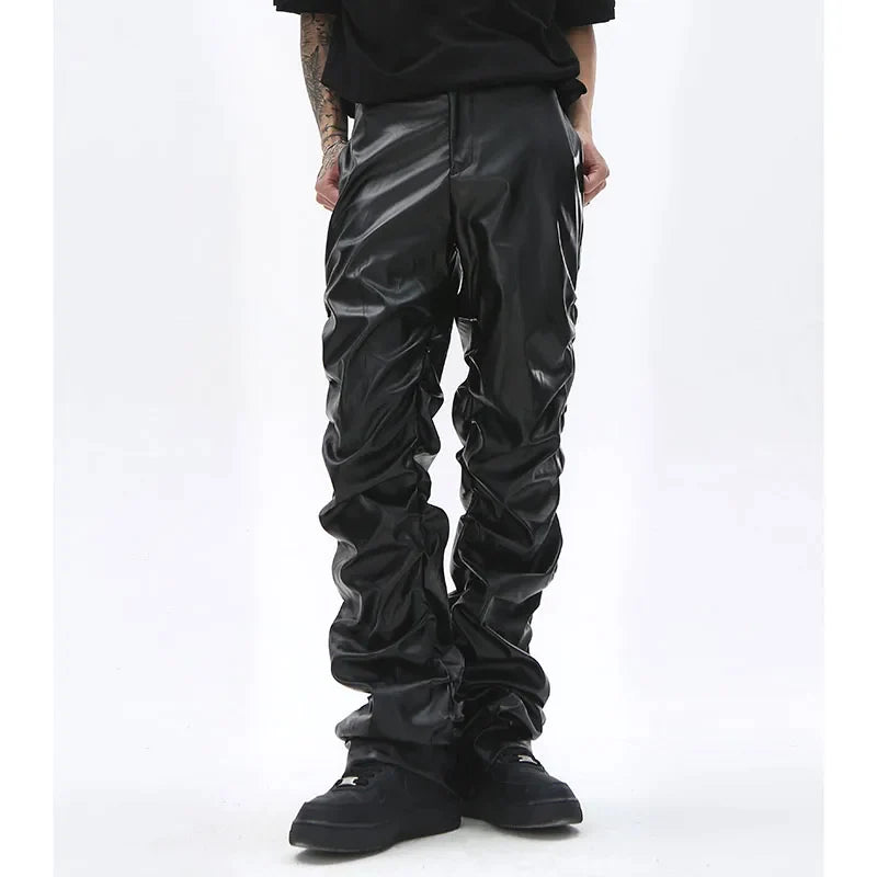 Men’s Leather Trousers - Relaxed Fit - Full Length - Sleek Durable Design