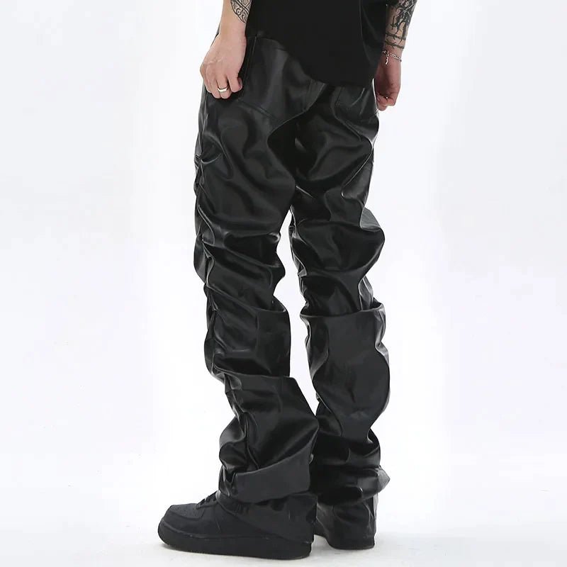 Men’s Leather Trousers - Relaxed Fit - Full Length - Sleek Durable Design
