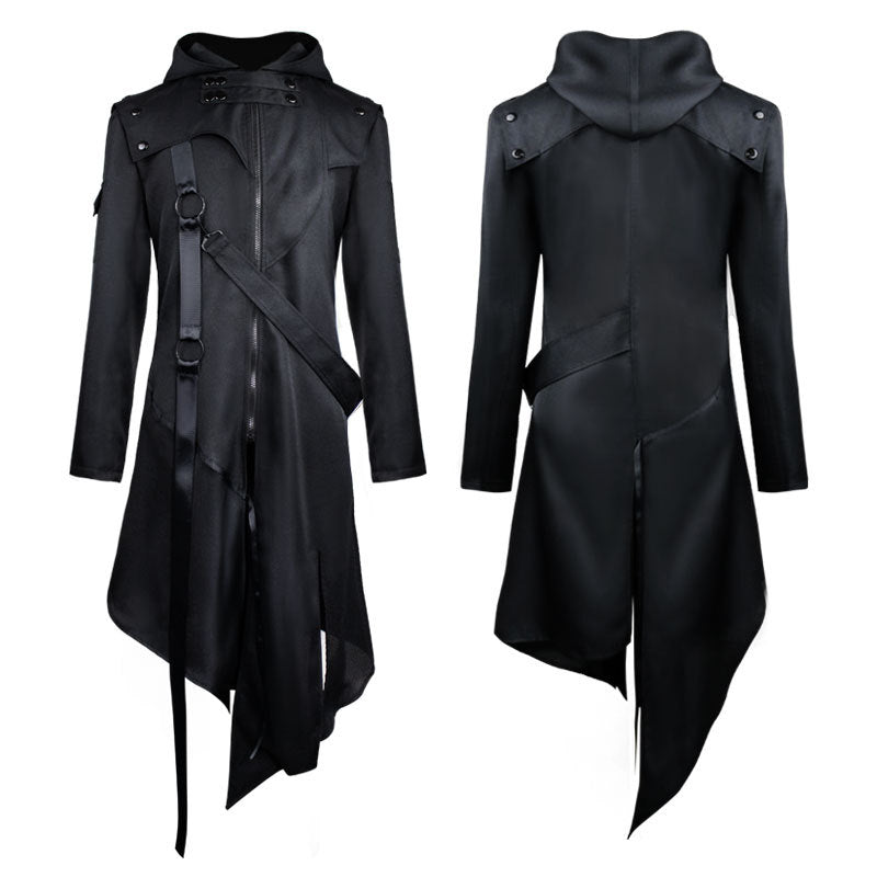 Men's gothic hooded trench coat