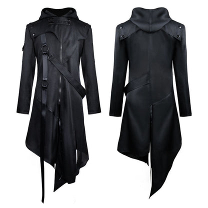 Men's gothic hooded trench coat