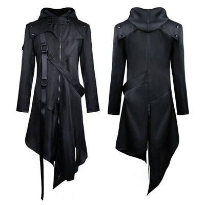 Men's gothic hooded trench coat