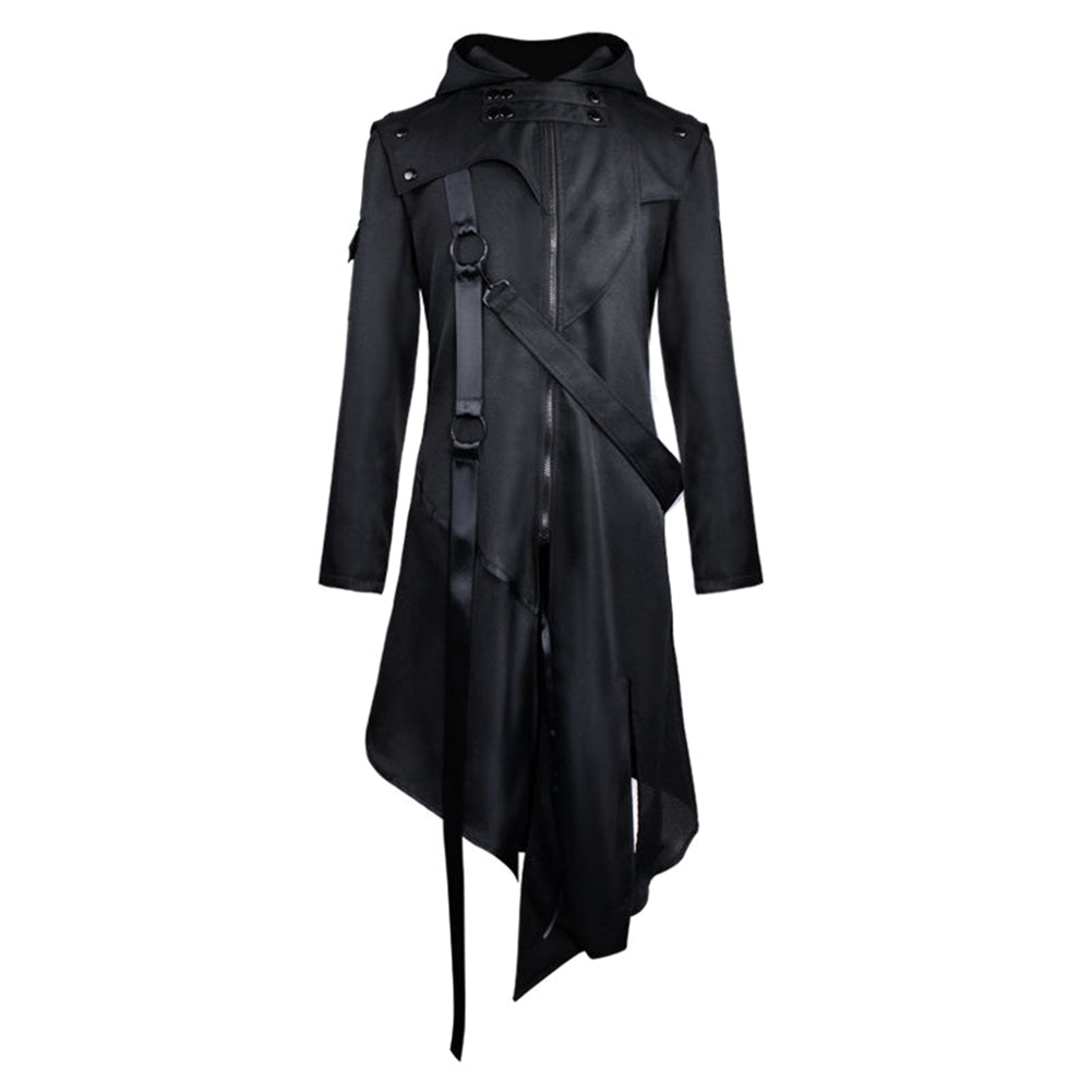 Men's gothic hooded trench coat