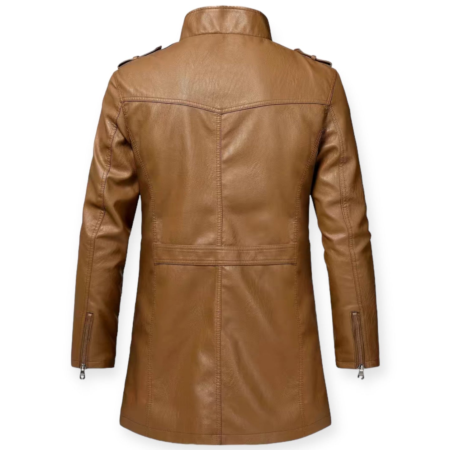 Men's pu leather jacket with stand-up collar