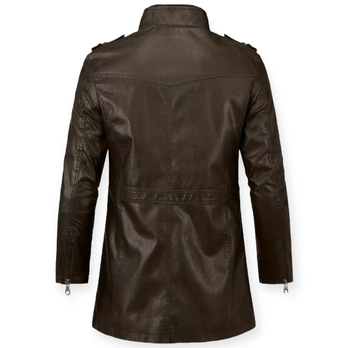 Men's pu leather jacket with stand-up collar