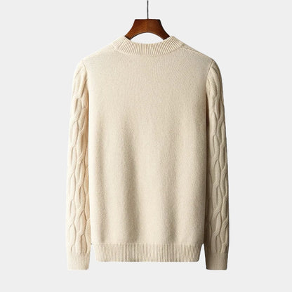 Unisex Cashmere Sweater – Relaxed Fit – Cable Knit – Ribbed Crew Neck