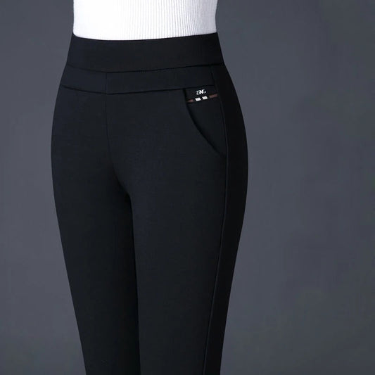 Women's straight pants with elastic high waist