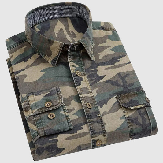 Men's classic camouflage shirt with long sleeves