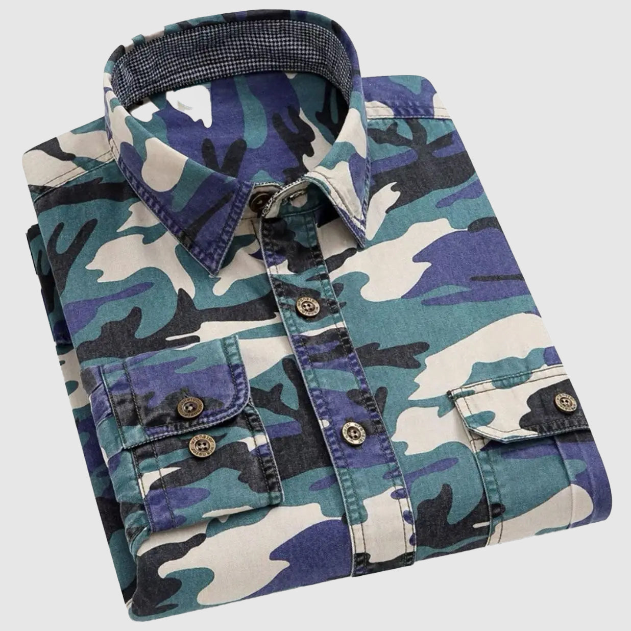 Men's classic camouflage shirt with long sleeves