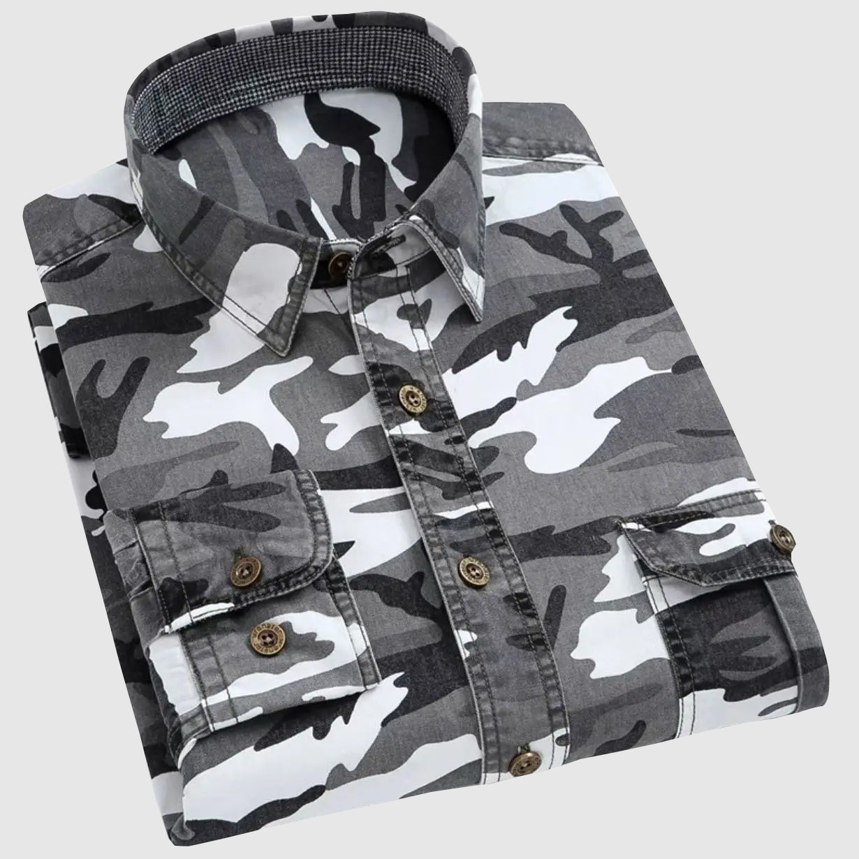 Men's classic camouflage shirt with long sleeves