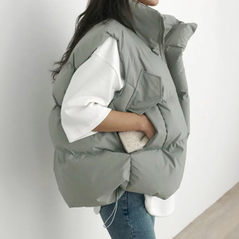 Women's Puffer Vest - Quilted Water-Resistant - High Collar - Lightweight Warm Layer