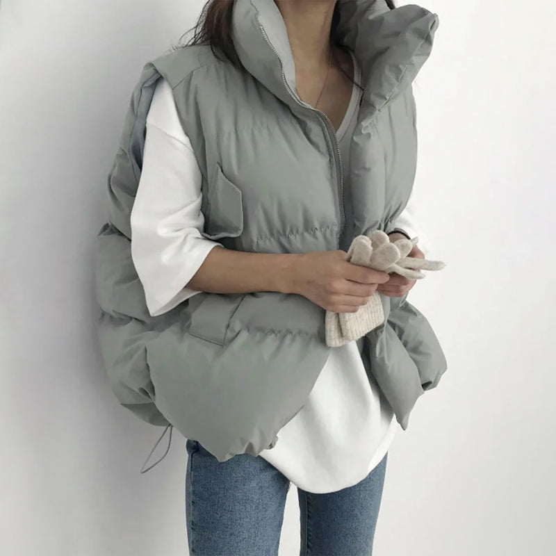 Women's Puffer Vest - Quilted Water-Resistant - High Collar - Lightweight Warm Layer