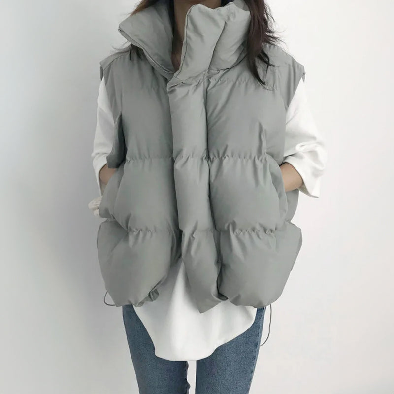 Women's Puffer Vest - Quilted Water-Resistant - High Collar - Lightweight Warm Layer