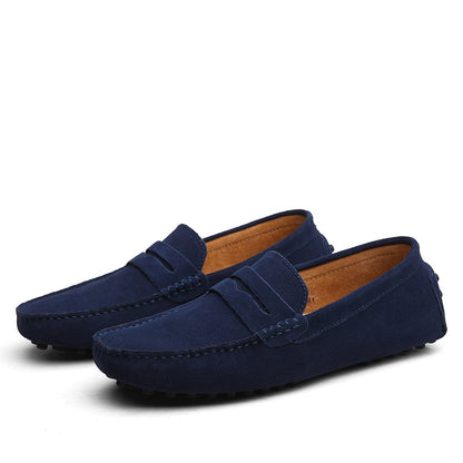 Men’s Suede Loafers – Slip-On – Moccasin Toe – Rubber Sole – Casual Elegant Style