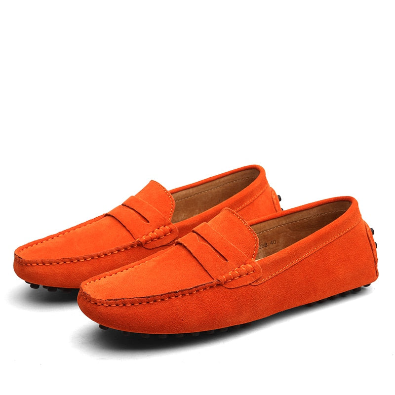 Men’s Suede Loafers – Slip-On – Moccasin Toe – Rubber Sole – Casual Elegant Style