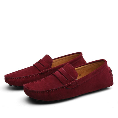 Men’s Suede Loafers – Slip-On – Moccasin Toe – Rubber Sole – Casual Elegant Style