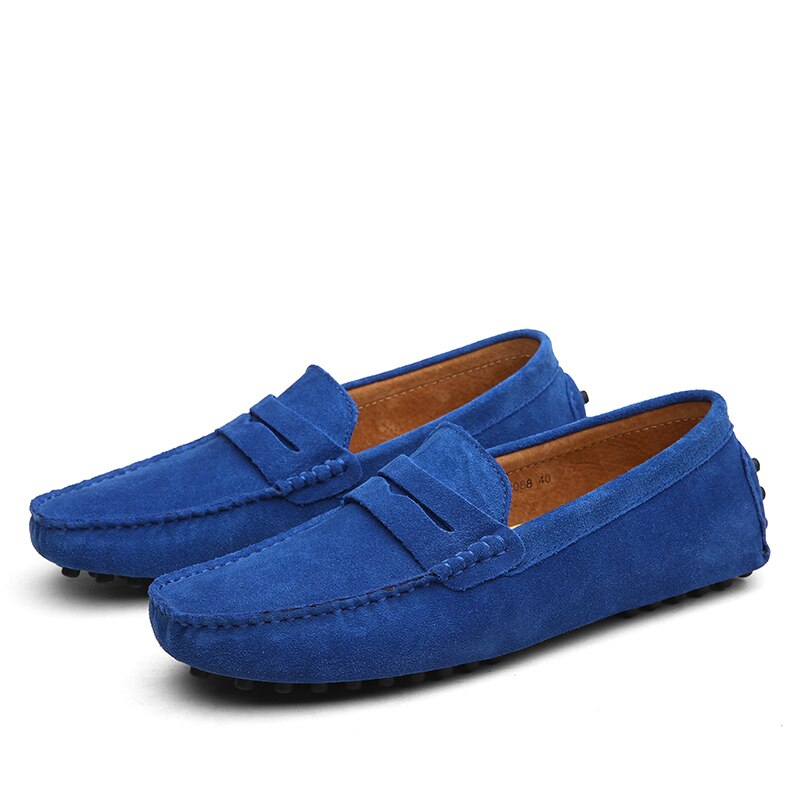 Men’s Suede Loafers – Slip-On – Moccasin Toe – Rubber Sole – Casual Elegant Style