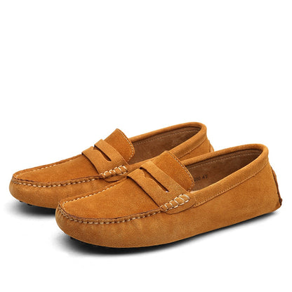 Men’s Suede Loafers – Slip-On – Moccasin Toe – Rubber Sole – Casual Elegant Style