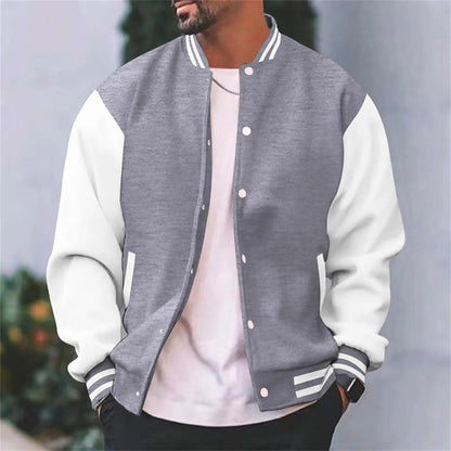Men’s Bomber Jacket – Regular Fit – Cotton – Snap Front – Contrast Sleeves
